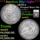 ***Auction Highlight*** 1876-s Seated Half Dollar 50c Graded ms64+ By SEGS (fc)