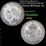 1940 Great Britain 1 Florin (2 Shilling) KM-855 Grades vf++