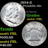 1954-d Franklin Half Dollar 50c Grades Choice Unc+ FBL