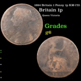 1884 Britain 1 Penny 1p KM-755 Grades g+