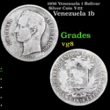 1936 Venezuela 1 Bolivar Silver Coin Y-22 Grades vg, very good