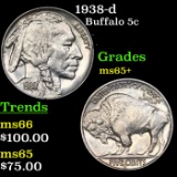 1938-d Buffalo Nickel 5c Grades GEM+ Unc