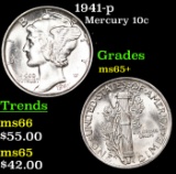 1941-p Mercury Dime 10c Grades GEM+ Unc