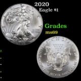 2020 Silver Eagle Dollar $1 Grades ms69