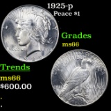 1925-p Peace Dollar $1 Graded ms66 BY SEGS