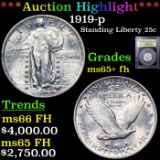 ***Auction Highlight*** 1919-p Standing Liberty Quarter 25c Graded Gem+ Unc FH By USCG (fc)