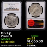 NGC 1921-p Peace Dollar $1 Graded au50 By NGC
