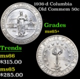 1936-d Columbia Old Commem Half Dollar 50c Grades GEM+ Unc