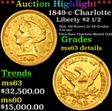 ***Auction Highlight*** 1849-c Gold Liberty Quarter Eagle Charlotte $2 1/2 Graded ms63 details BY SE