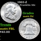 1963-d Franklin Half Dollar 50c Grades Choice Unc FBL