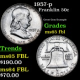 1957-p Franklin Half Dollar 50c Grades GEM FBL