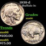 1938-d Buffalo Nickel 5c Grades GEM+ Unc