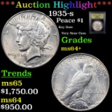 ***Auction Highlight*** 1935-s Peace Dollar $1 Graded Choice+ Unc BY USCG (fc)