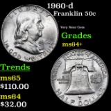 1960-d Franklin Half Dollar 50c Grades Choice+ Unc