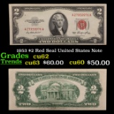 1953 $2 Red Seal United States Note Grades Select CU