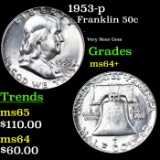 1953-p Franklin Half Dollar 50c Grades Choice+ Unc