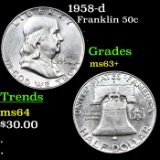 1958-d Franklin Half Dollar 50c Grades Select+ Unc