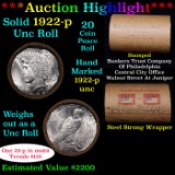 ***Auction Highlight*** Full solid date 1922-p Uncirculated Peace silver dollar roll, 20 coins (fc)