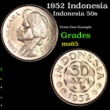 1952 Indonesia 50 Sen KM-9 Grades GEM Unc