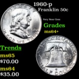 1960-p Franklin Half Dollar 50c Grades Choice+ Unc