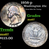 1958-p Washington Quarter 25c Grades GEM++ Unc