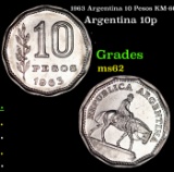 1963 Argentina 10 Pesos KM-60 Grades Select Unc