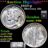 ***Auction Highlight*** 1923-p Mercury Dime 10c Graded ms66+ FSB BY SEGS (fc)