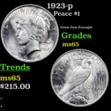 1923-p Peace Dollar $1 Grades GEM Unc