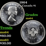 1964 Canada Dollar $1 Grades Choice Unc