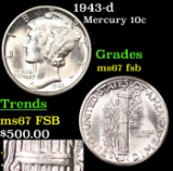 1943-d Mercury Dime 10c Grades GEM++ FSB