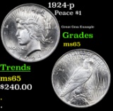 1924-p Peace Dollar $1 Grades GEM Unc