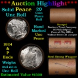 ***Auction Highlight*** Solid Uncirculated Peace silver dollar roll 1924 & P Ends, 20 coins (fc)