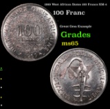 1969 West African States 100 Francs KM-4 Grades GEM Unc