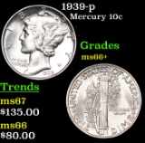 1939-p Mercury Dime 10c Grades GEM++ Unc