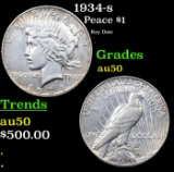 1934-s Peace Dollar $1 Grades AU, Almost Unc