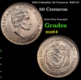 1963 Colombia 50 Centavos  KM-217 Grades Choice Unc