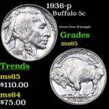 1936-p Buffalo Nickel 5c Grades GEM Unc