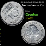 1961 Netherlands 10 Cents KM-182 Grades Select Unc