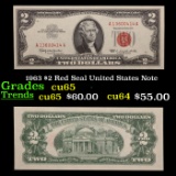 1963 $2 Red Seal United States Note Grades Gem CU