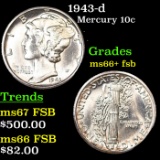 1943-p Mercury Dime 10c Grades GEM++ FSB