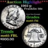 ***Auction Highlight*** 1961-p Franklin Half Dollar 50c Graded ms65 fbl BY SEGS (fc)