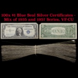 100x $1 Blue Seal Silver Certificates - Mix of 1935 and 1957 Series, VF-CU