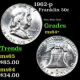 1962-p Franklin Half Dollar 50c Grades Choice+ Unc