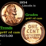 Proof 1954 Lincoln Cent 1c Grades Gem++ Proof Red Cameo