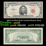 1963 $5 Red Seal United States Note Grades Choice AU/BU Slider