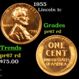 Proof 1955 Lincoln Cent 1c Grades Gem++ Proof Red