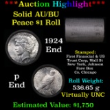 ***Auction Highlight*** AU/BU Slider First Financial Shotgun Peace $1 Roll 1924 & P Ends Virtually U