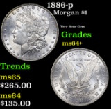 1886-p Morgan Dollar $1 Grades Choice+ Unc