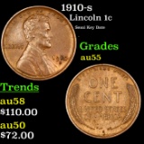 1910-s Lincoln Cent 1c Grades Choice AU