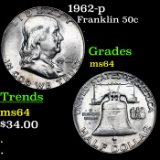 1962-p Franklin Half Dollar 50c Grades Choice Unc